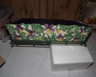17.  Pansy Old World temp-tation baking dish with metal carrying tray.  14 x 10 1/4 inches $30.00