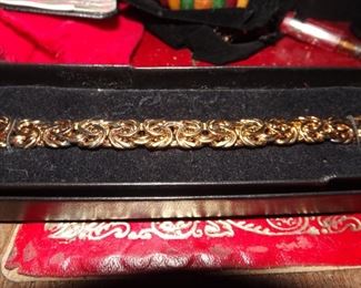 38.  Technibond Byzantion bracelet.  8 inches.    $65.00 plated gold