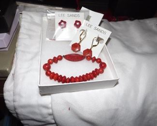 Lee Sands set of jewelry.  Stretch bracelet and 2 earrings.    $10.00