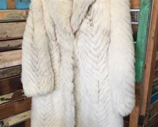 #56 $100 Vintage silver fox full length coat, no tags, M-L