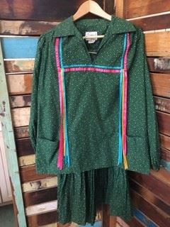 #31 $15 Vintage Native ribbon blouse and skirt, ca 1970