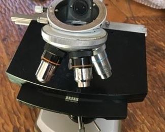 #94 $35 Vintage Zeiss compound binocular microscope with case
