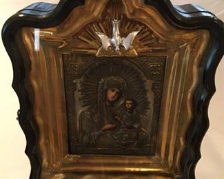 #51 $450 Framed Russian Mary and child icon