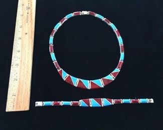 #102 A $70 vintage Mexican 950 necklace; B $45 matching bracelet