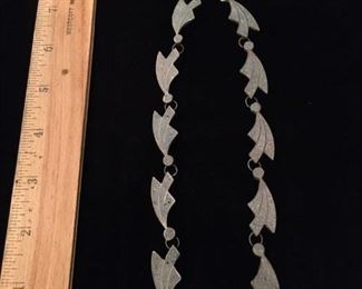 #107 $20 Vintage silver and crushed stone Mexican necklace, ca 1970