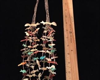 #45 $250 Zuni 5 strand necklace with stone fetish carvings