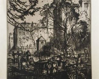 #4  $40  Sir Frank Brangwyn (1864-1956) etching 'Canal, Ghent', 1924, 5 3/4" x 4 1/2" impression