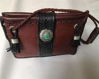 #20 B $30 Handcrafted Santa Fe brown leather bag