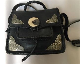 #20C $45 Handmade Santa Fe black leather bag