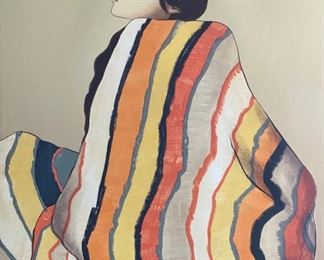 RC Gorman Woman in a Striped Blanket - Signed and Dated 