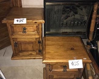 WOOD WITH IRON HANDLES SIDE TABLES $25 EACH