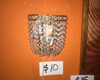 WALL LIGHT WITH FAUX CRYSTALS $10
