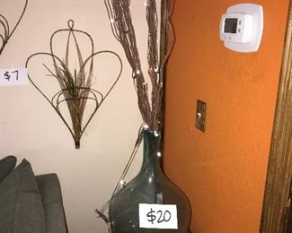 LARGE GLASS VASE WITH LIGHTS $20