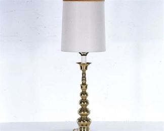 Mid Cenutry Brass Table Lamp W Marble Base