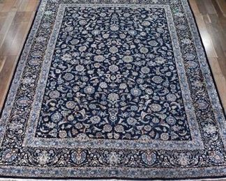 13'X10' Hand Knotted Navy Blue Floral Persian Area Rug