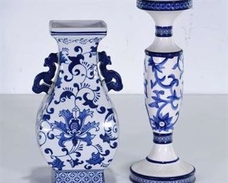 Ralph Lauren Home Blue Transferware Vase & Votive