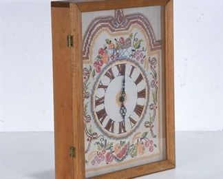 Vintage Cottage Chic Cross Stitch Clock In Case