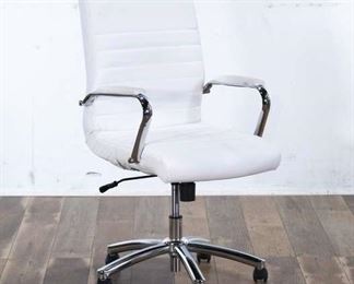 Contemporary White Ribbed Office Chair