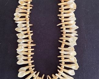 Contemporary Buffalo tooth & bead necklace - $90