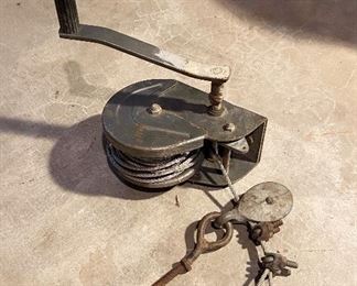 Vintage hand crank wire fence stretcher - $20