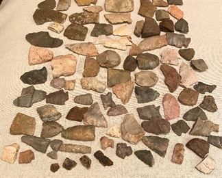 Indian Artifacts - Broken points, scrapers, tools, midsections, bases, points - $75