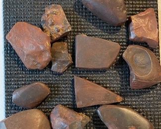 Indian Artifacts - Catlinite stones, cordial, tools $50