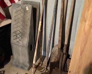 Car ramps $10, old garden tools $2