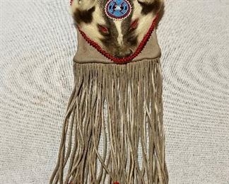 Rendezvous Mountain Man Badger Head Beaded Pouch $45