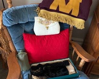 Rocking chair, Vintage U of Minnesota blanket and more 