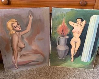 Nudes - original oil on board by Robert D. Robinson 