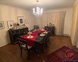 Vintage Drexel Et Cetera Chinoiserie Oriental Themed Dining Room Furniture