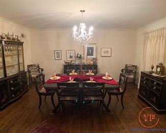 Vintage Drexel Et Cetera Chinoiserie Oriental Themed Dining Room Furniture