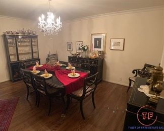 Vintage Drexel Et Cetera Chinoiserie Oriental Themed Dining Room Furniture