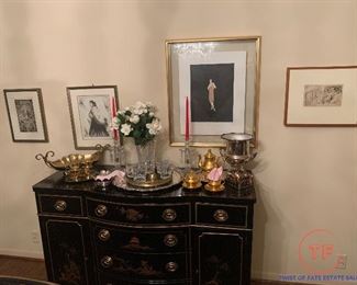 Vintage Drexel Et Cetera Chinoiserie Oriental Themed Side Board