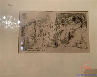 Rembrandt Etching - "Jesus Disputing with Doctors"