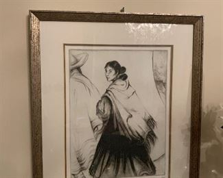 "Young Apache Wife" Artist Proof Signed Etching by GENE KLOSS