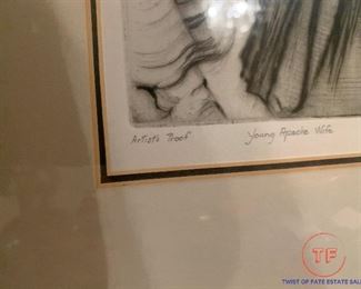 "Young Apache Wife" Artist Proof Signed Etching by GENE KLOSS