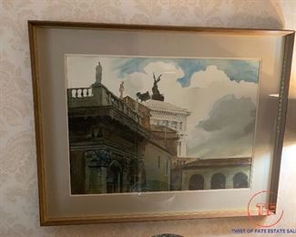 Original Watercolor Architectural Painting (Monumento a Vittoro Emanuele II - Rome, Italy) by DAVID COOLIDGE