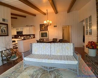 Wicker Couch with Custom Cushions