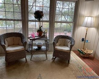 Wicker Set - Sitting Chair, Rocker, and Side Table