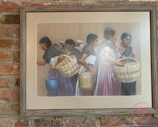 Pastels on Toned Paper by ANTONIO RAMOS BARBOSA - Market Scene