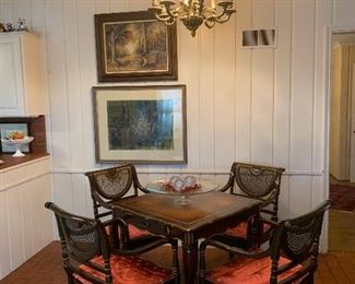 Square Oriental Themed Table and Chair Set