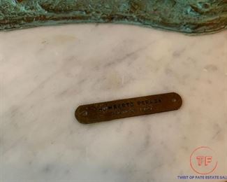 Bronze Bull Fighter Sculpture on Marble Base by HUMBERTO PERAZA