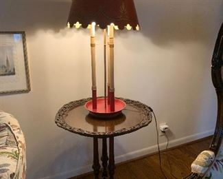 French Bouillotte Empire Table Candle Lamp Tole Decorated