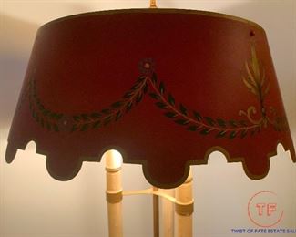 French Bouillotte Empire Table Candle Lamp Tole Decorated