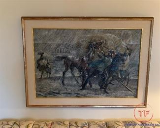 Original Painting on Canvas Untitled Farm Storm Scene by RAYMOND HOWELL