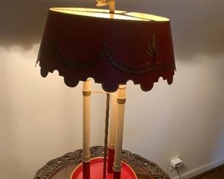 French Bouillotte Empire Table Candle Lamp Tole Decorated