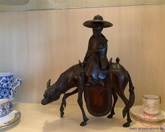 Bronze Sculpture - Scholar Riding Donkey