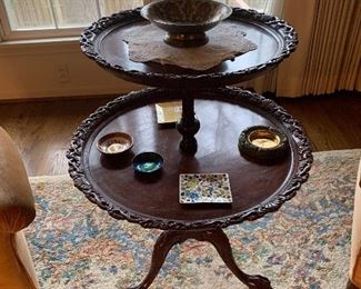Antique Tiered Pie Crust Table with Claw Feet