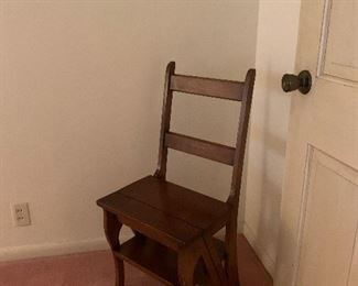 Antique Wooden Folding Chair / Step Ladder